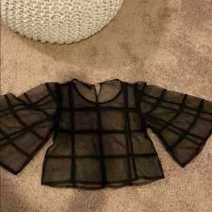 Black Sheer Crop Top Size Small